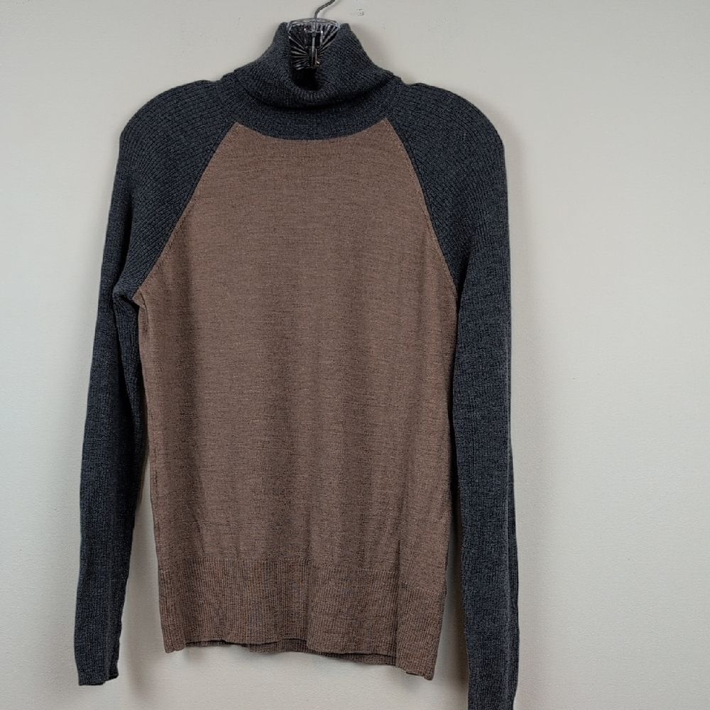 Pendleton Merino Wool Ragland Turtleneck Sweater Camel Gray Size L
